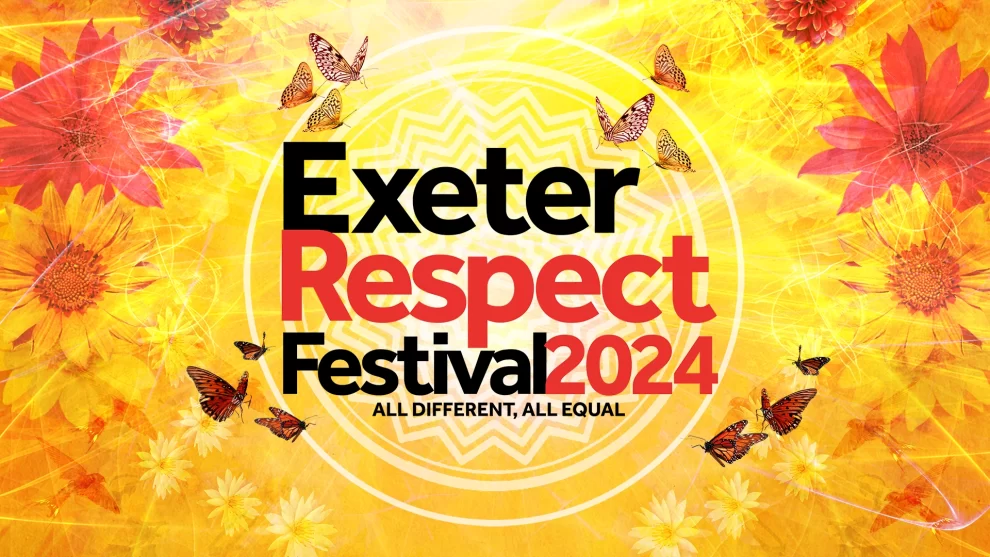 Concept artwork for Exeter Respect 2024 campaign by Nigel Pennington, featuring typographic and graphic elements