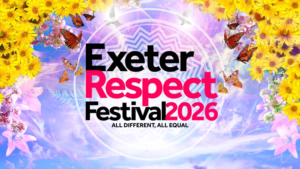 Concept artwork for Exeter Respect 2026 campaign by Nigel Pennington, featuring typographic and graphic elements developed for a cultural initiative.