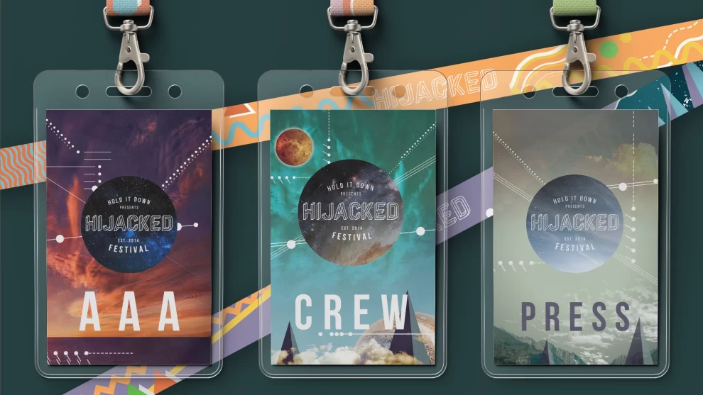 Hijacked Festival laminates and lanyards by Nigel Pennington