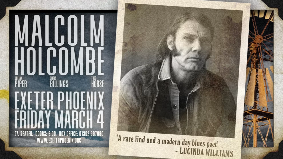 Malcolm Holcombe concert promotional artwork by Nigel Pennington